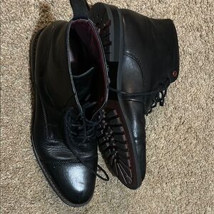Black High-Top Leather Boots with Glossy Finish